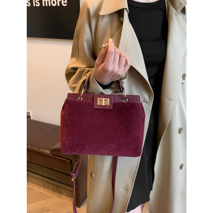 Solid Color Handbag with Removable Strap Apparel and Accessories