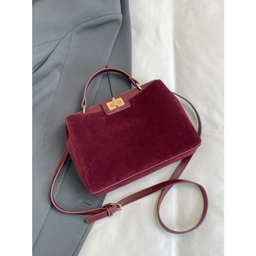 Solid Color Handbag with Removable Strap Apparel and Accessories