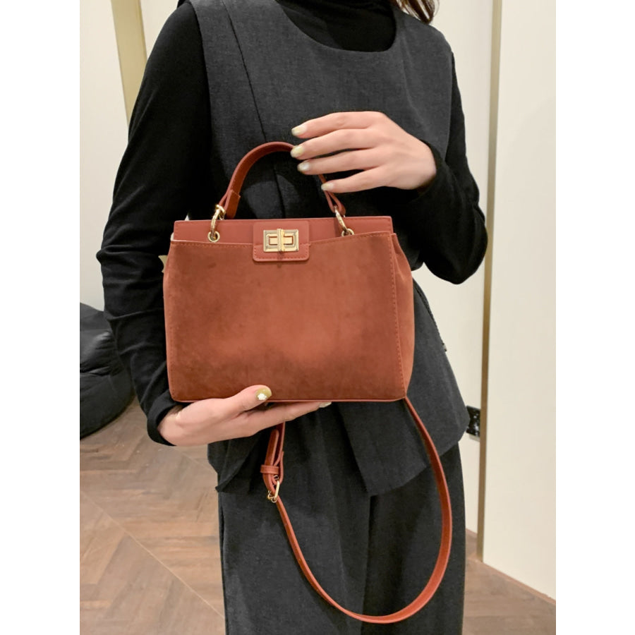 Solid Color Handbag with Removable Strap Apparel and Accessories