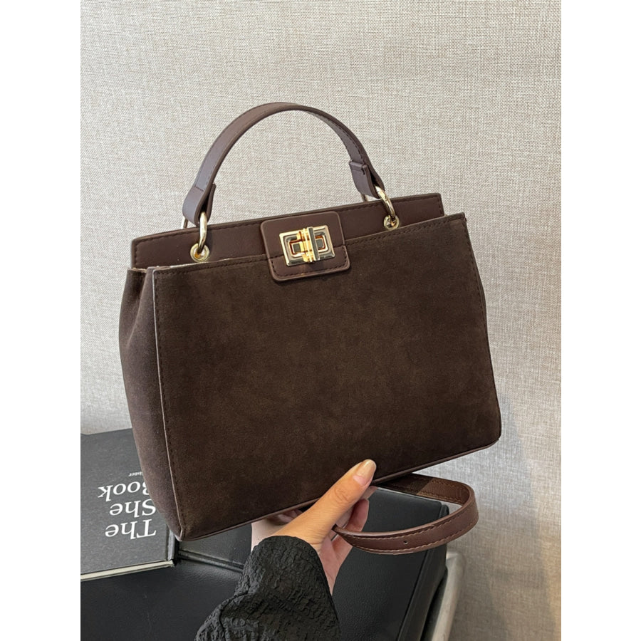 Solid Color Handbag with Removable Strap Apparel and Accessories