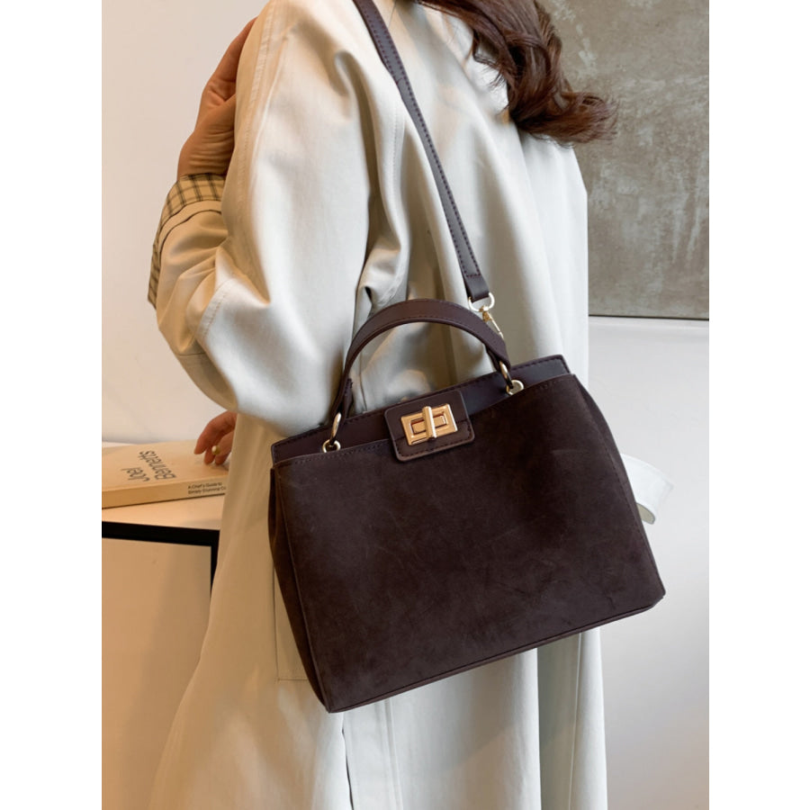 Solid Color Handbag with Removable Strap Apparel and Accessories