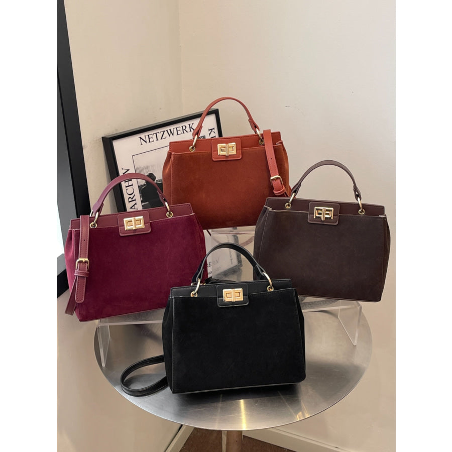 Solid Color Handbag with Removable Strap Apparel and Accessories