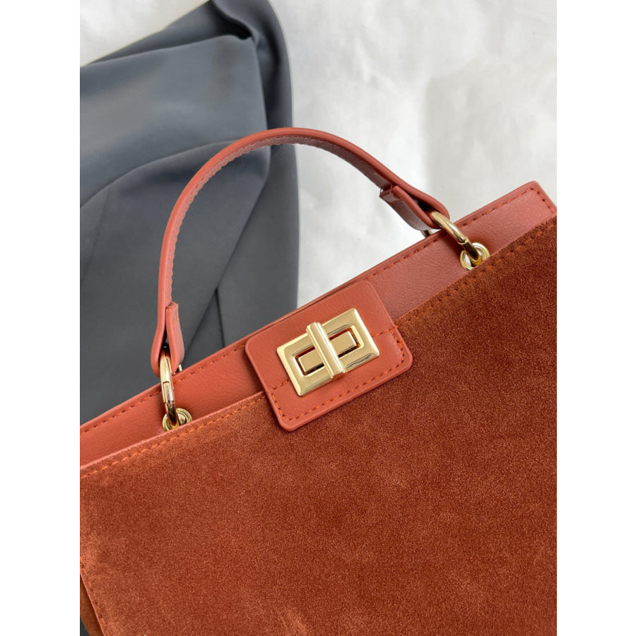 Solid Color Handbag with Removable Strap Apparel and Accessories