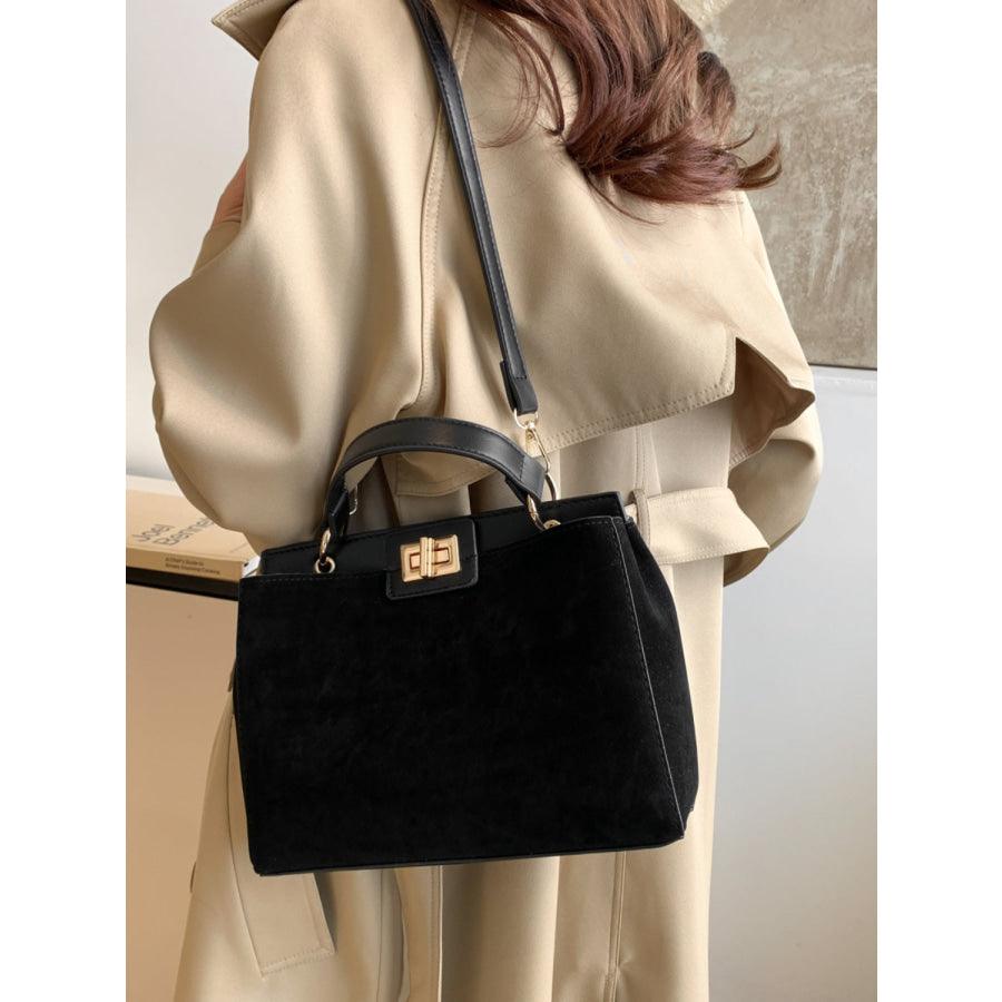 Solid Color Handbag with Removable Strap Apparel and Accessories