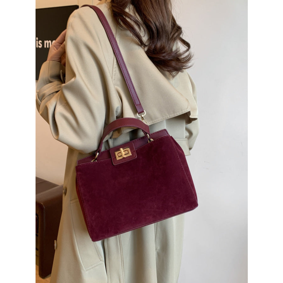 Solid Color Handbag with Removable Strap Apparel and Accessories