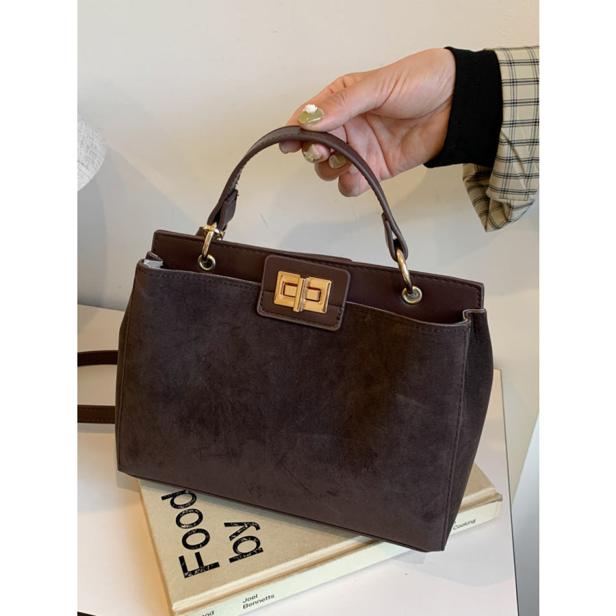 Solid Color Handbag with Removable Strap Apparel and Accessories