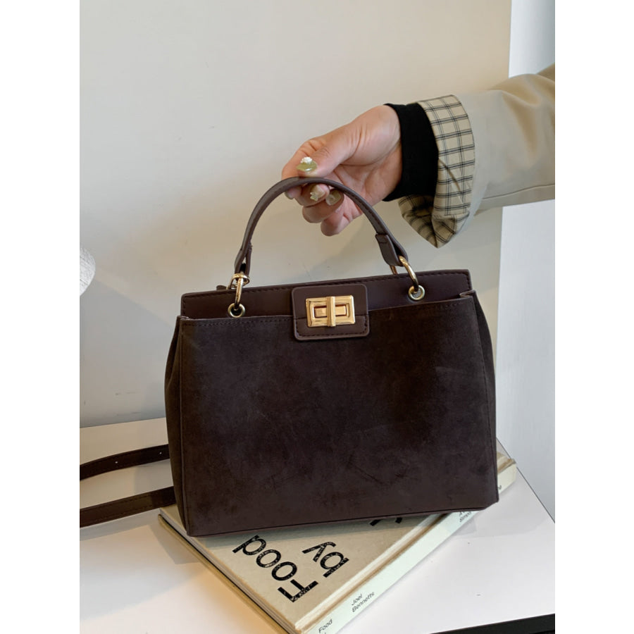 Solid Color Handbag with Removable Strap Apparel and Accessories