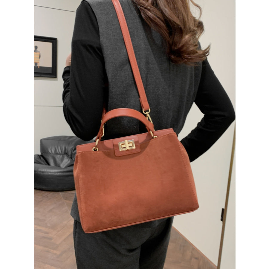 Solid Color Handbag with Removable Strap Apparel and Accessories