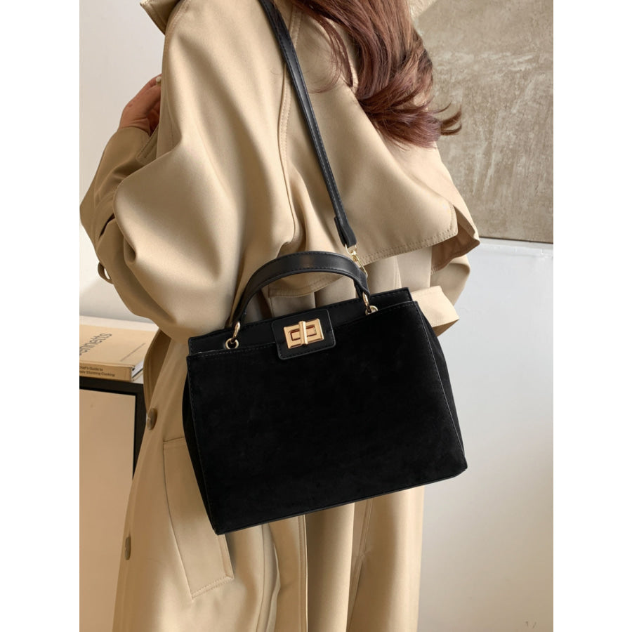 Solid Color Handbag with Removable Strap Apparel and Accessories