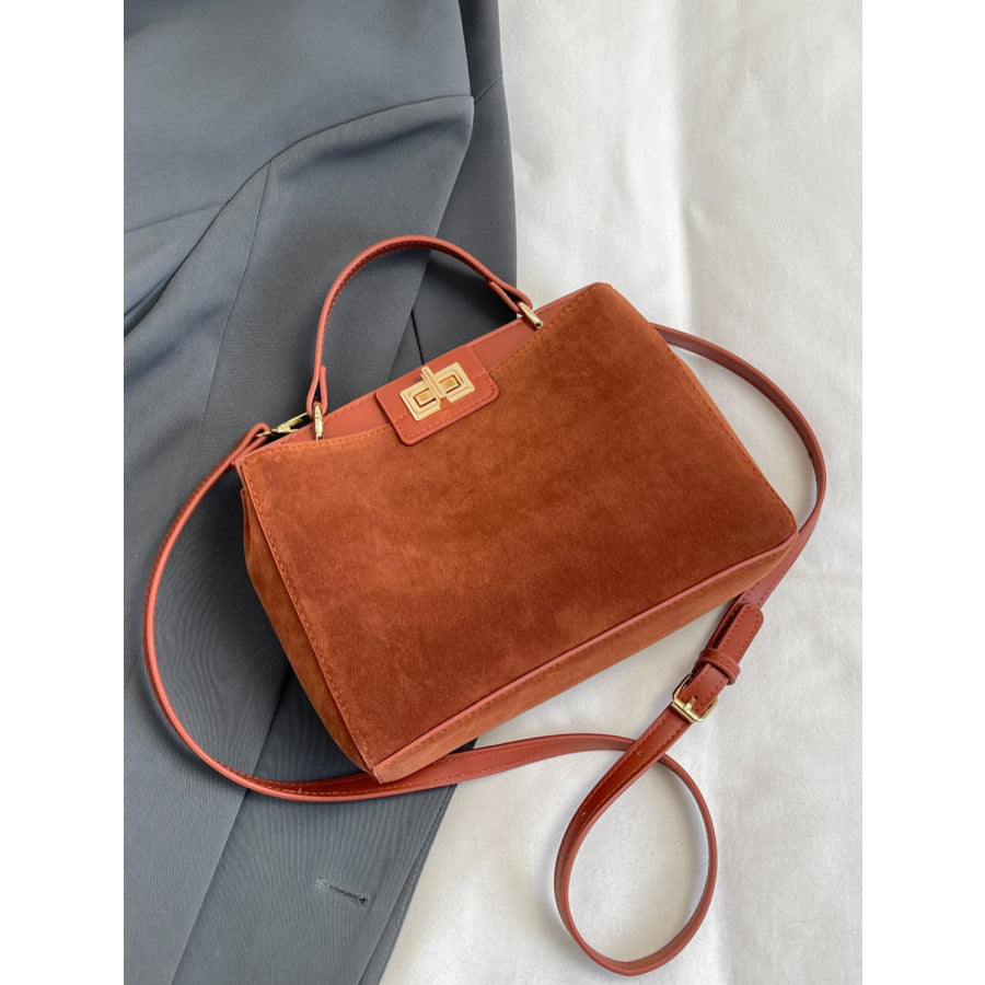 Solid Color Handbag with Removable Strap Terracotta / One Size Apparel and Accessories