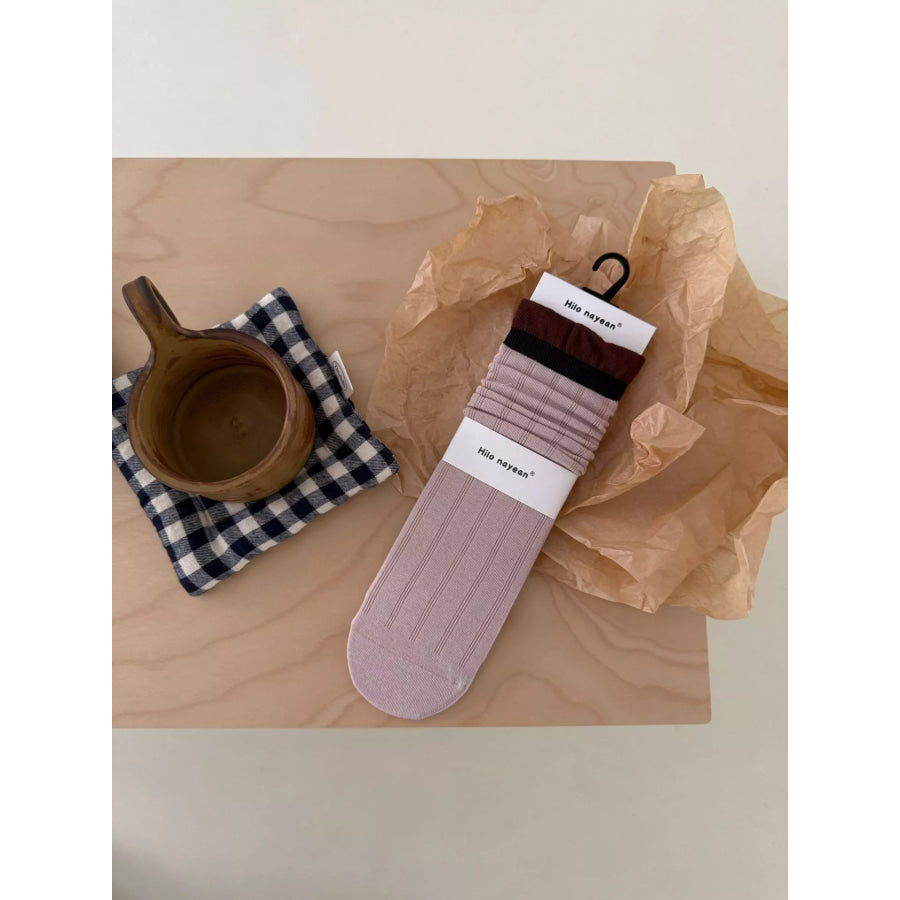 Solid Color Knit Socks Pink / One Size Apparel and Accessories