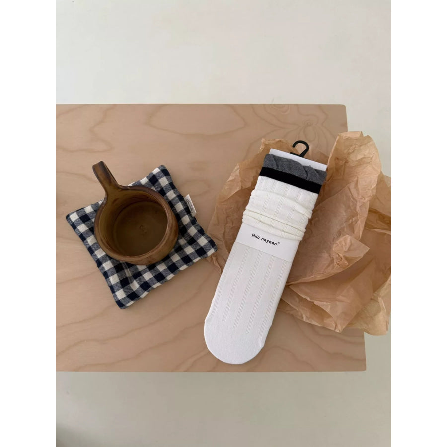 Solid Color Knit Socks White / One Size Apparel and Accessories