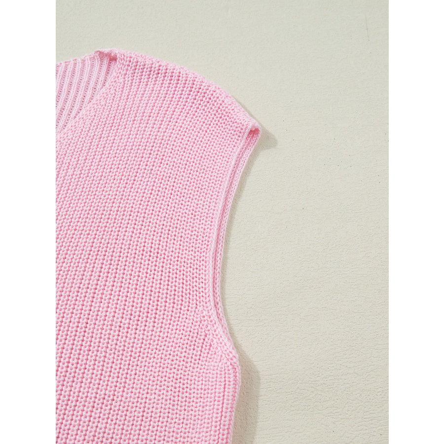 Solid Color Knit V Neck Button Front Sweater Vest Apparel and Accessories
