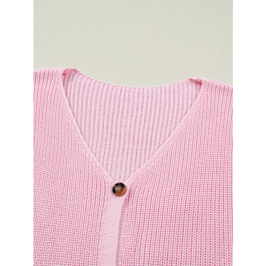 Solid Color Knit V Neck Button Front Sweater Vest Apparel and Accessories