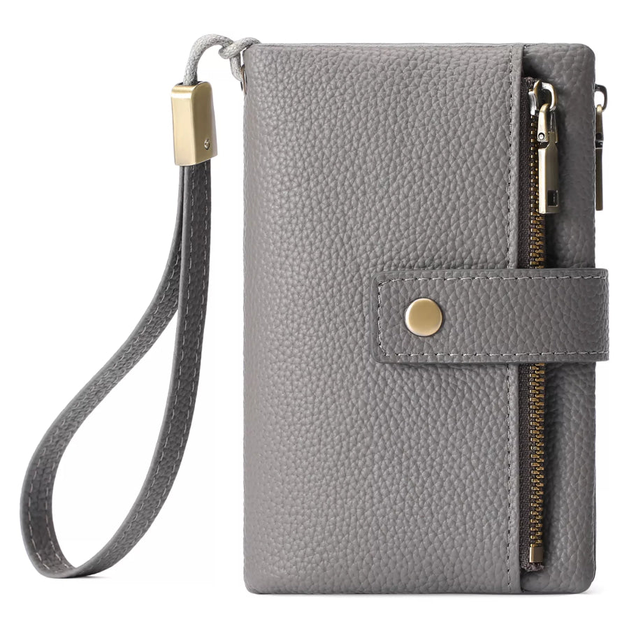 Solid Color Leather Wallet Dark Gray / ONESIZE Apparel and Accessories
