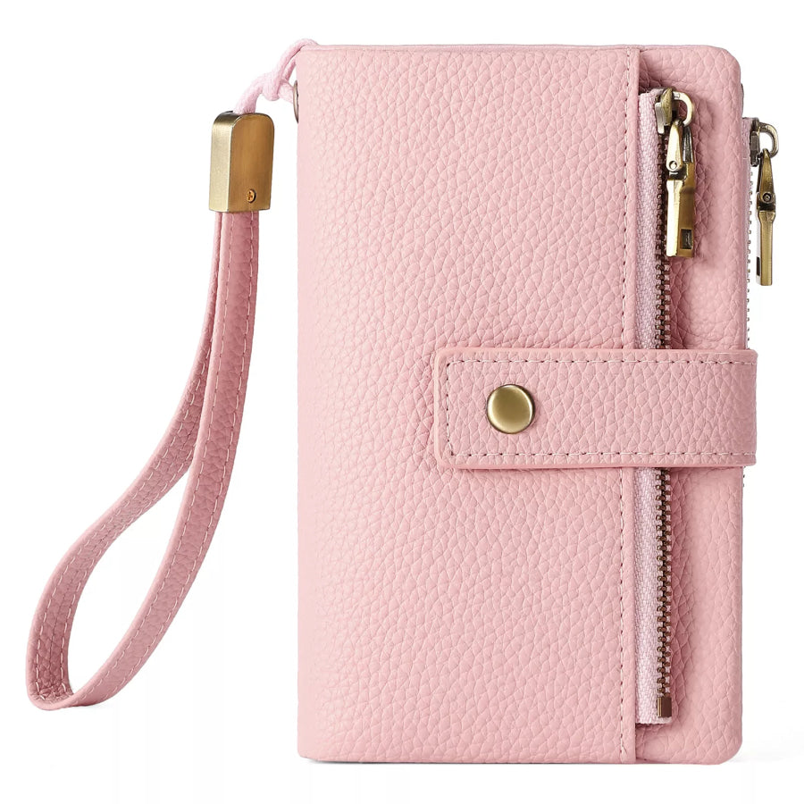 Solid Color Leather Wallet Pink / ONESIZE Apparel and Accessories
