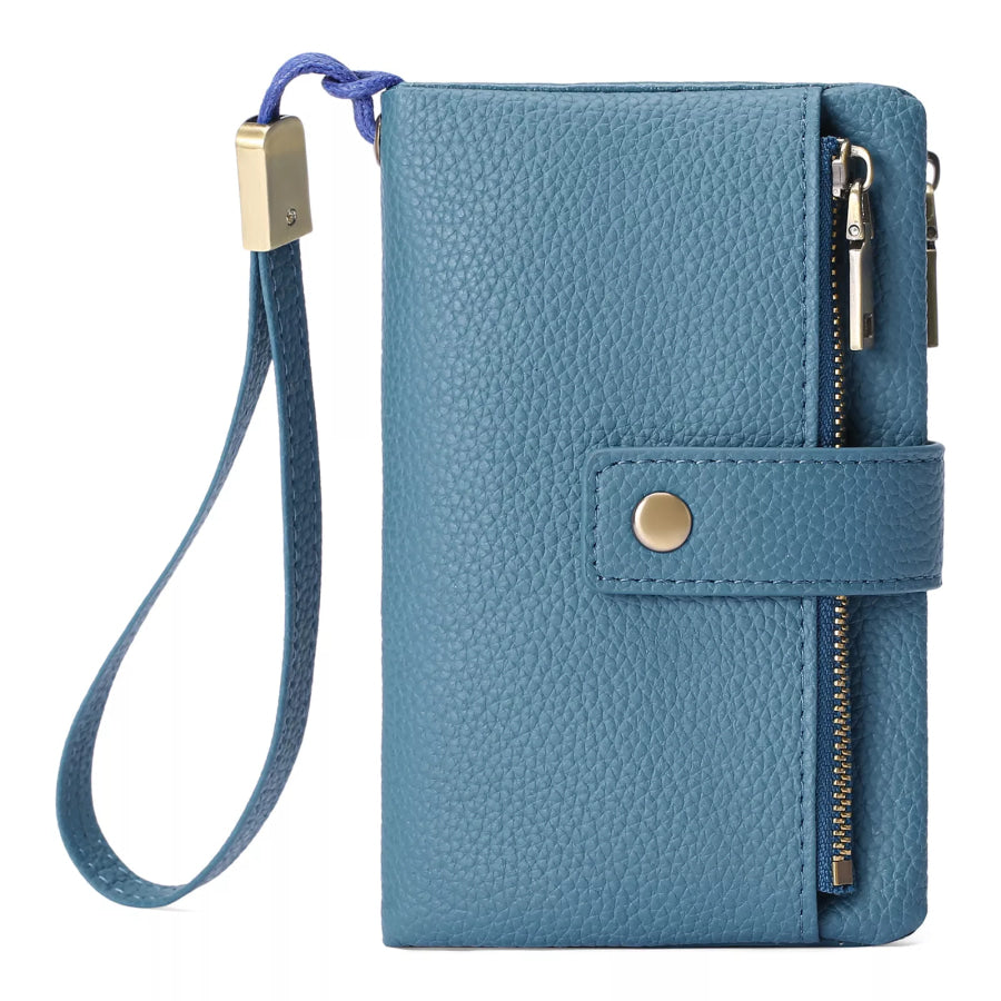 Solid Color Leather Wallet Sky Blue / ONESIZE Apparel and Accessories