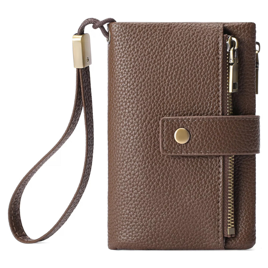 Solid Color Leather Wallet Taupe / ONESIZE Apparel and Accessories
