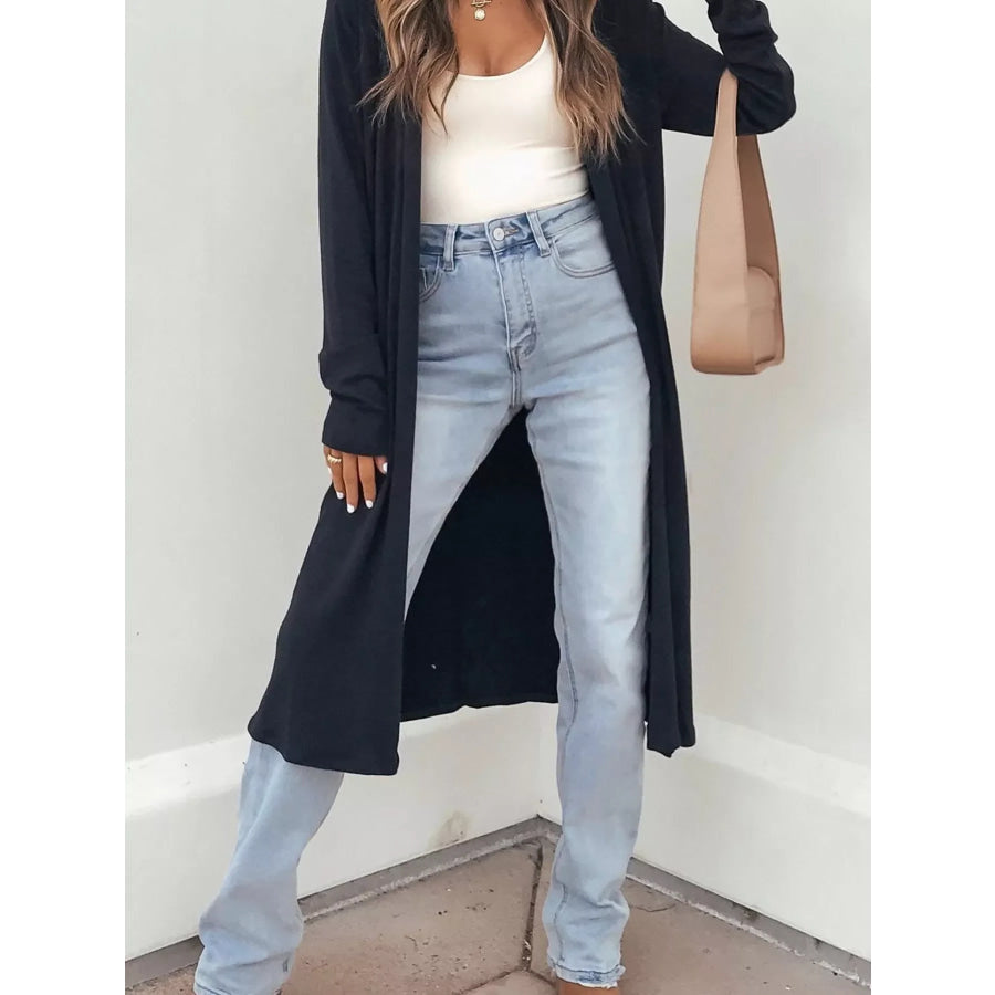 Solid Color Long Sleeve Casual Tunic Shift Cardigan Dark Navy / S Apparel and Accessories