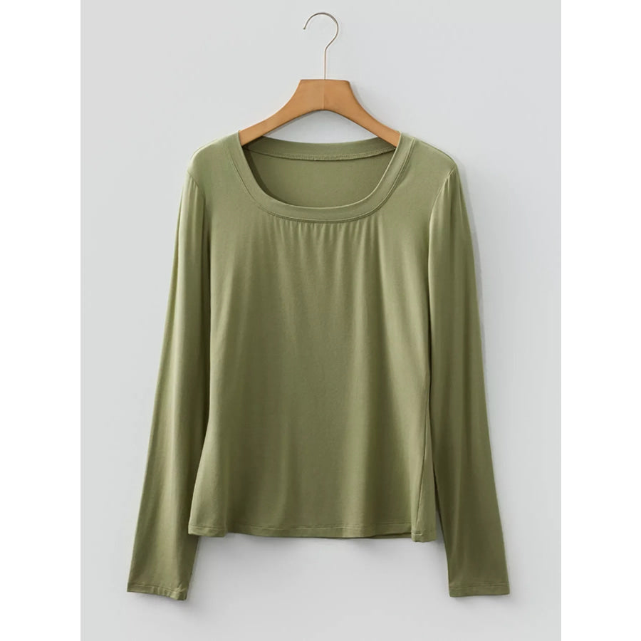 Solid Color Long Sleeve Fitted Top Apparel and Accessories