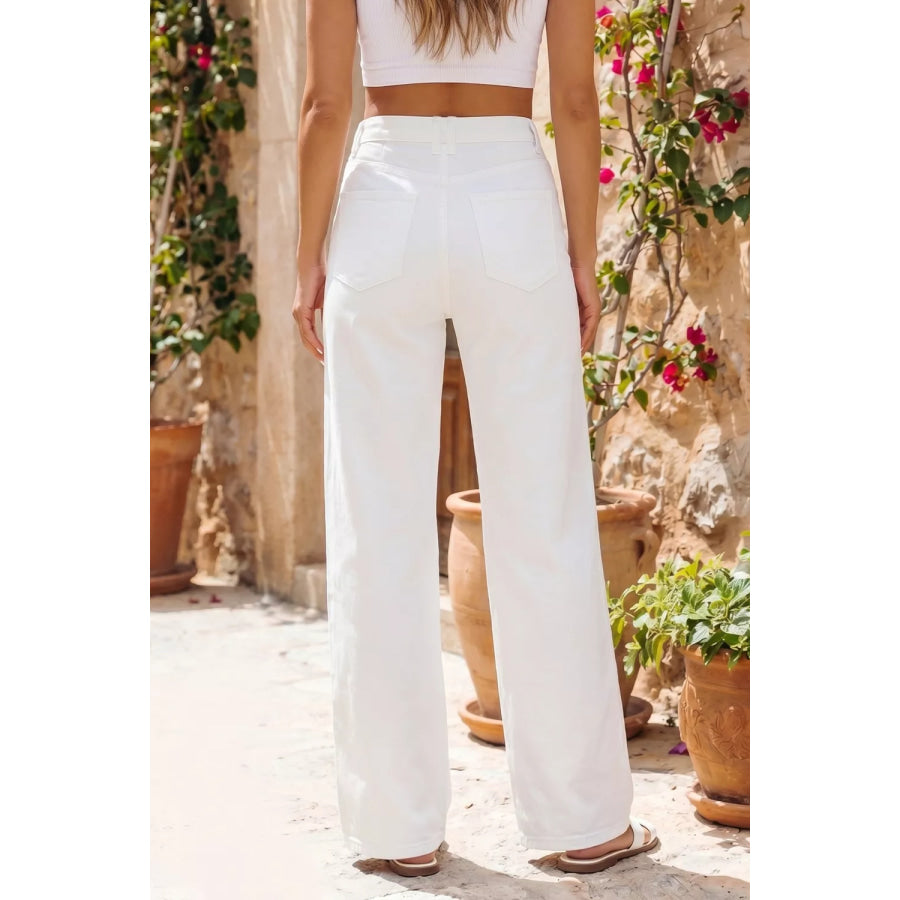 Solid Color Loose Casual Jeans Apparel and Accessories