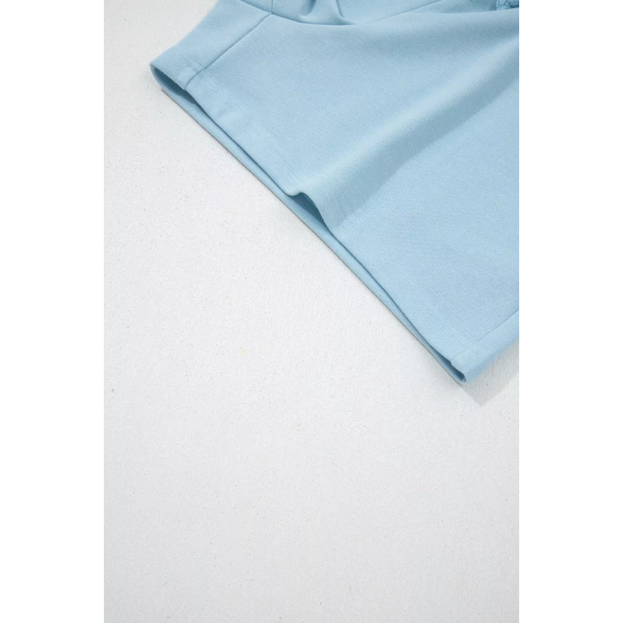 Solid Color Loose Tee Drawstring Shorts 2pcs Outfit Set Apparel and Accessories