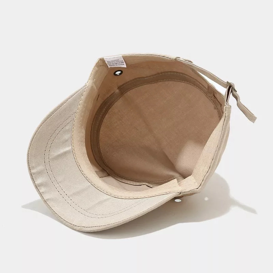 Solid Color Military Cadet Hat Beige / One Size Apparel and Accessories