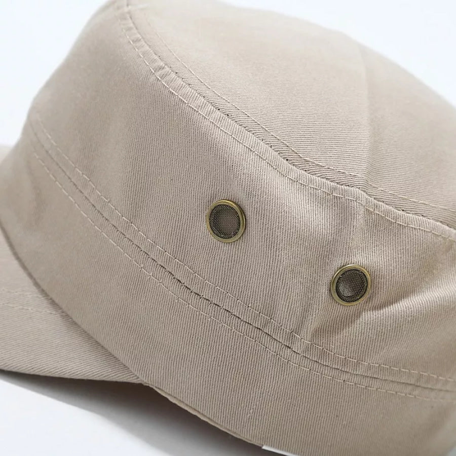 Solid Color Military Cadet Hat Beige / One Size Apparel and Accessories
