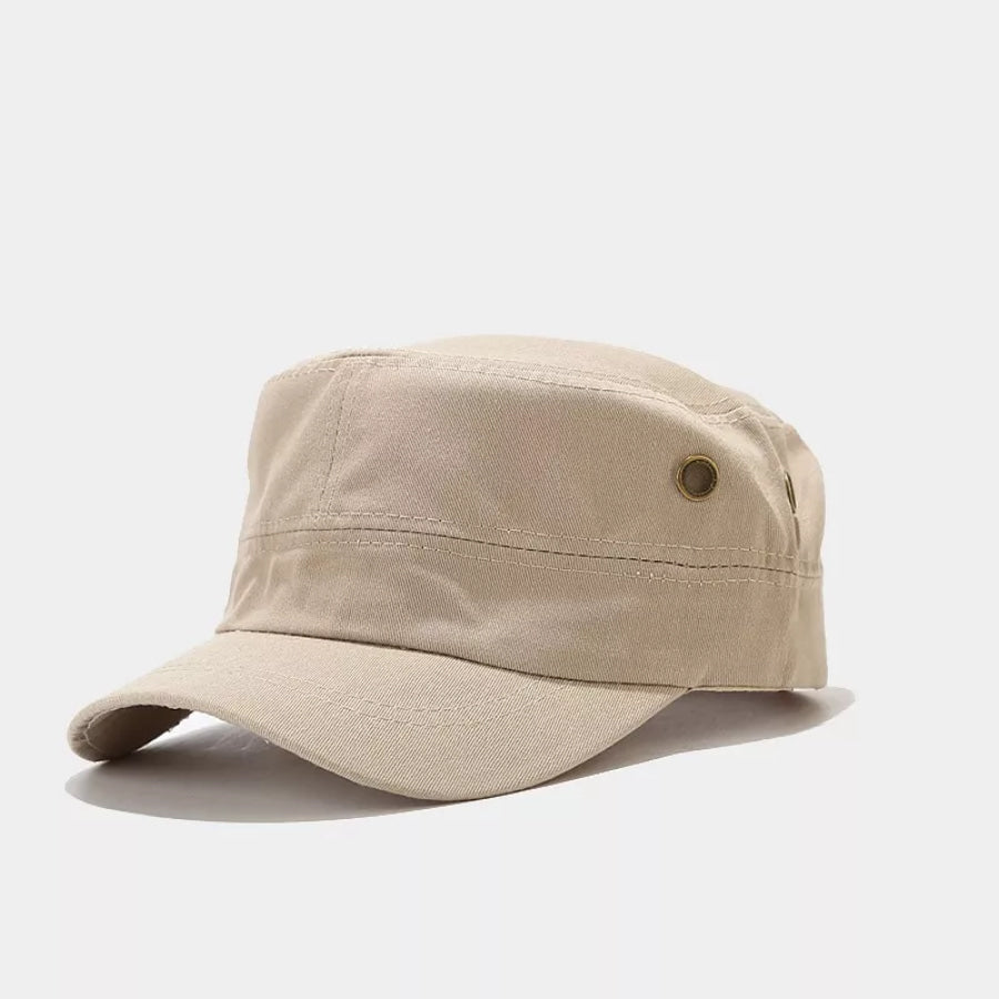 Solid Color Military Cadet Hat Beige / One Size Apparel and Accessories