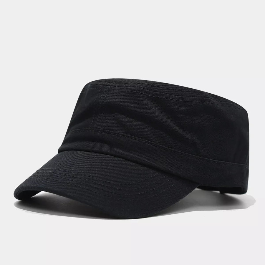 Solid Color Military Style Cadet Hat Black / One Size Apparel and Accessories