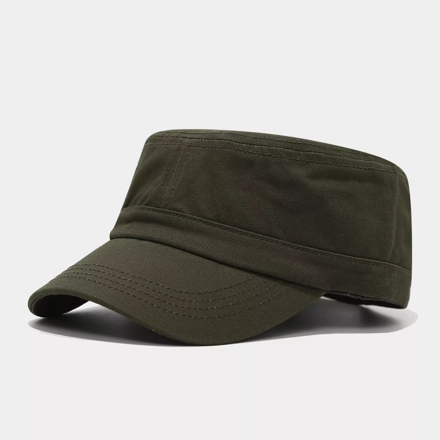 Solid Color Military Style Cadet Hat Military Green / One Size Apparel and Accessories