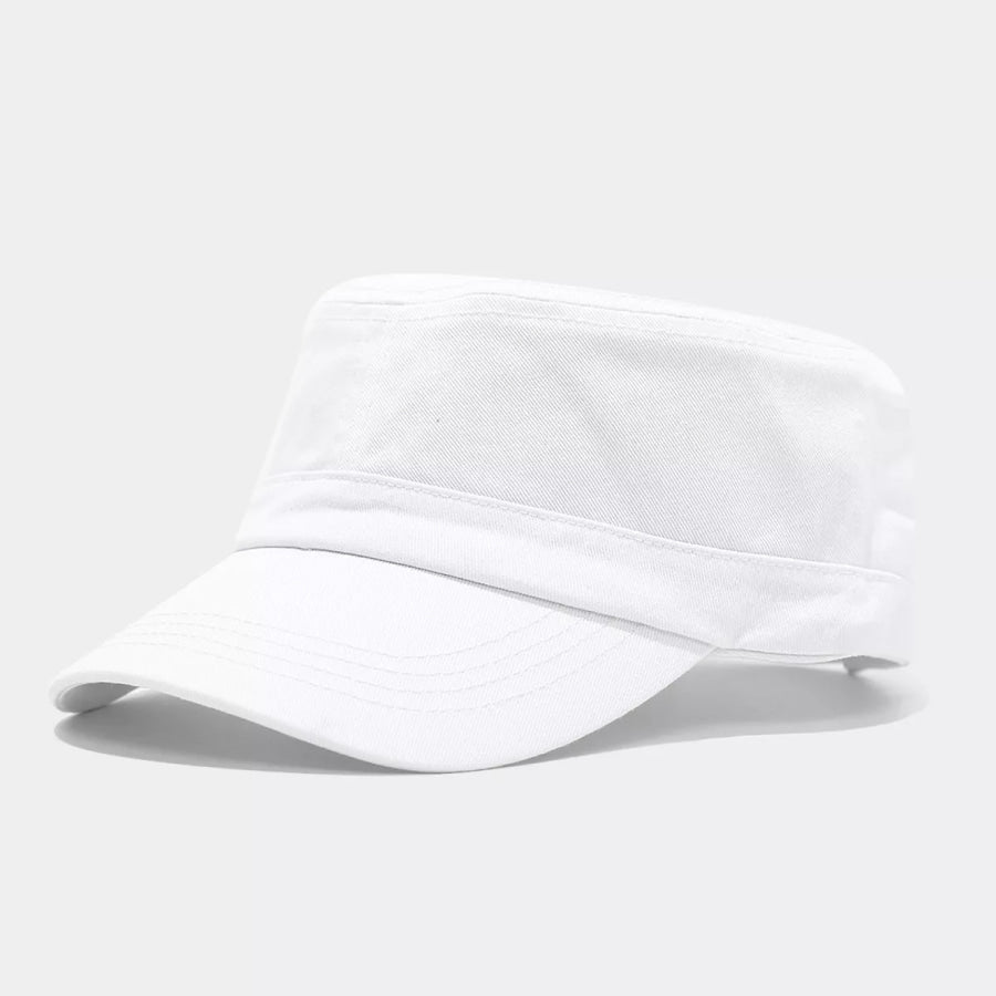 Solid Color Military Style Cadet Hat White / One Size Apparel and Accessories