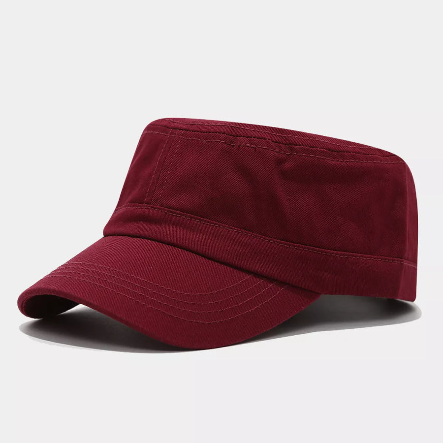 Solid Color Military Style Cadet Hat Wine Red / One Size Apparel and Accessories