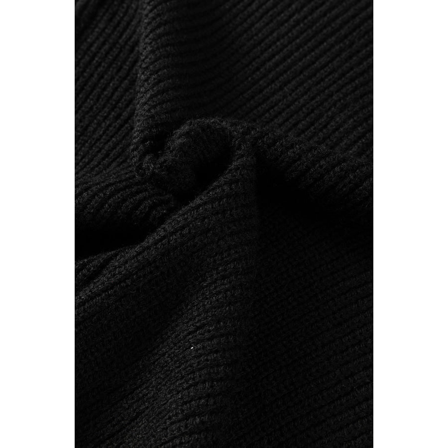 Solid Color Notched Long Sleeve Sweater Apparel and Accessories