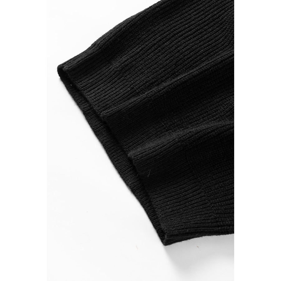 Solid Color Notched Long Sleeve Sweater Apparel and Accessories