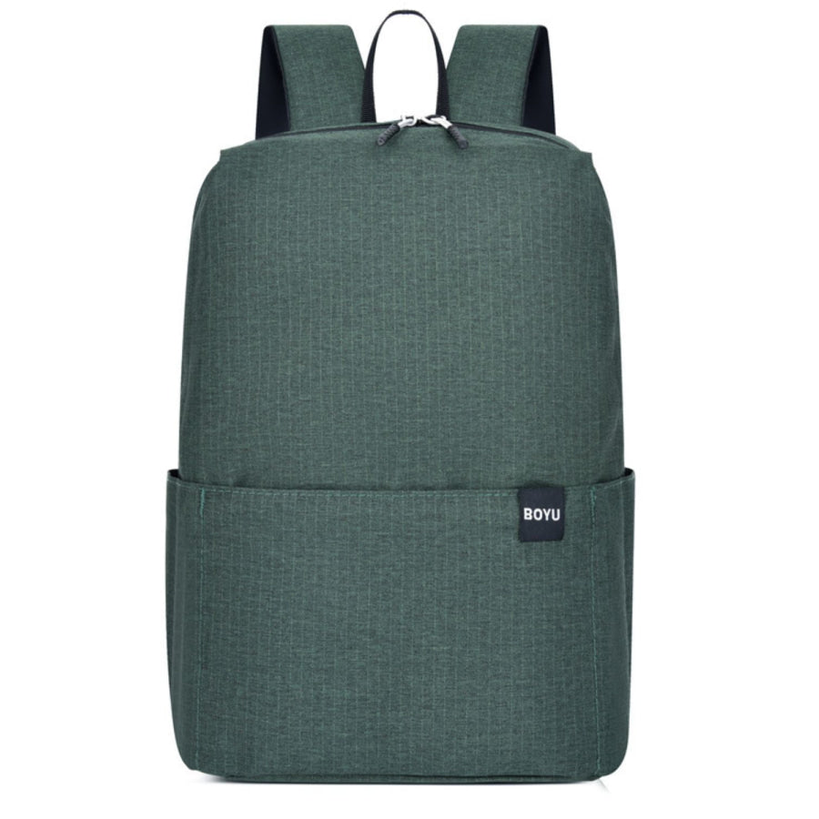 Solid Color Nylon Backpack Bag Army Green / One Size Apparel and Accessories