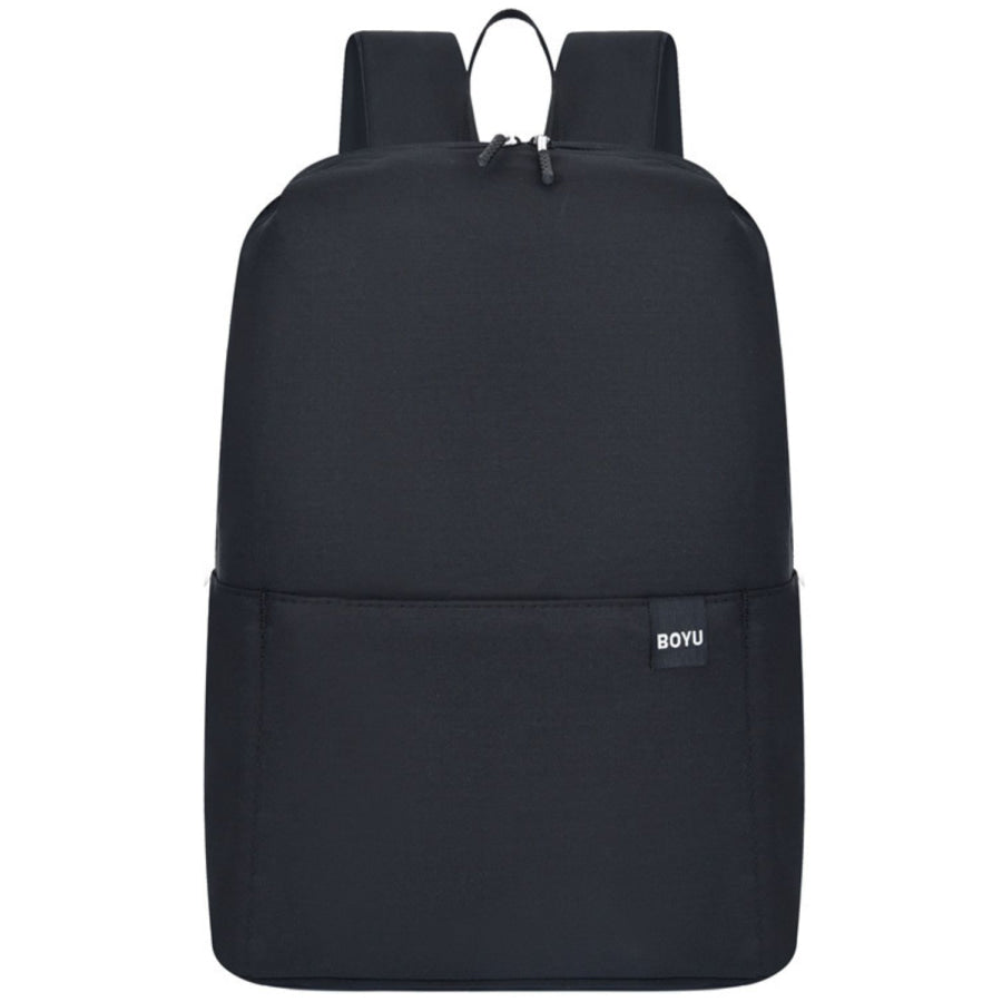Solid Color Nylon Backpack Bag Black / One Size Apparel and Accessories