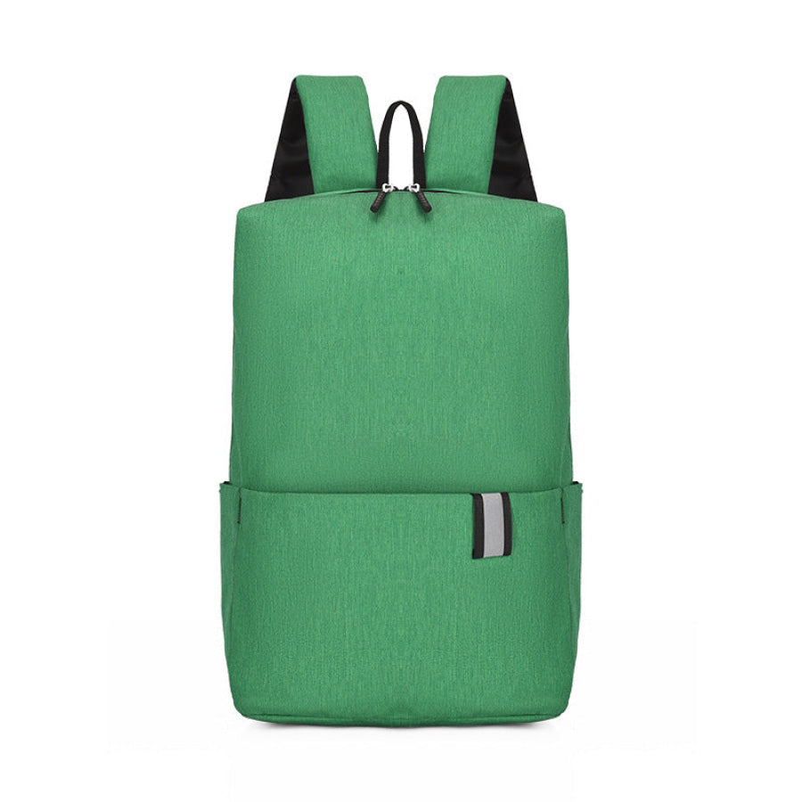 Solid Color Nylon Backpack Bag Green / One Size Apparel and Accessories