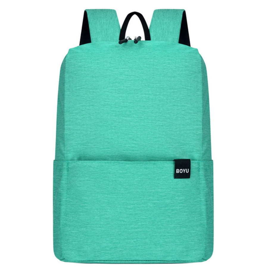 Solid Color Nylon Backpack Bag Gum Leaf / One Size Apparel and Accessories