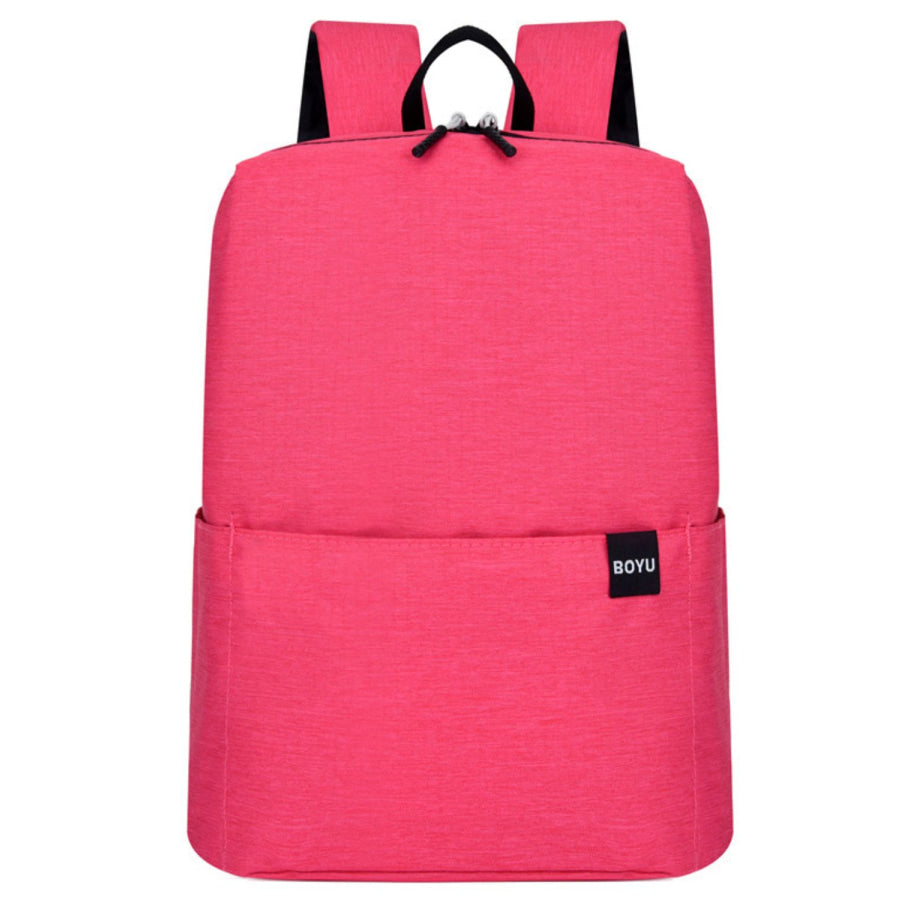Solid Color Nylon Backpack Bag Hot Pink / One Size Apparel and Accessories