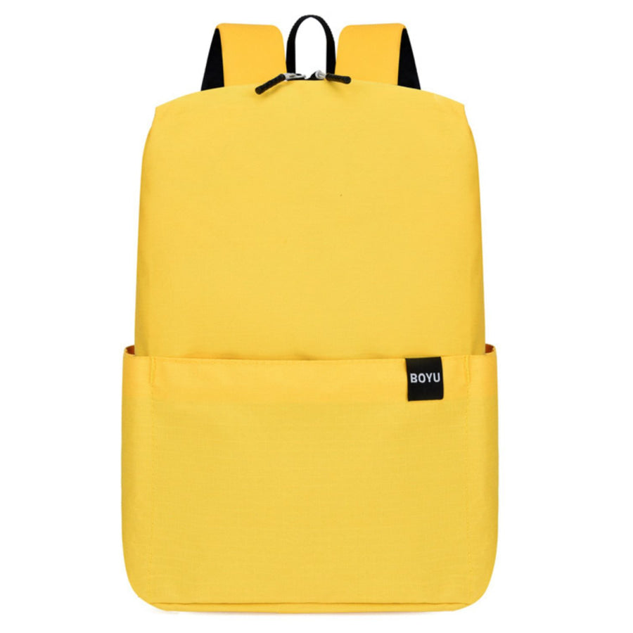 Solid Color Nylon Backpack Bag Yellow / One Size Apparel and Accessories