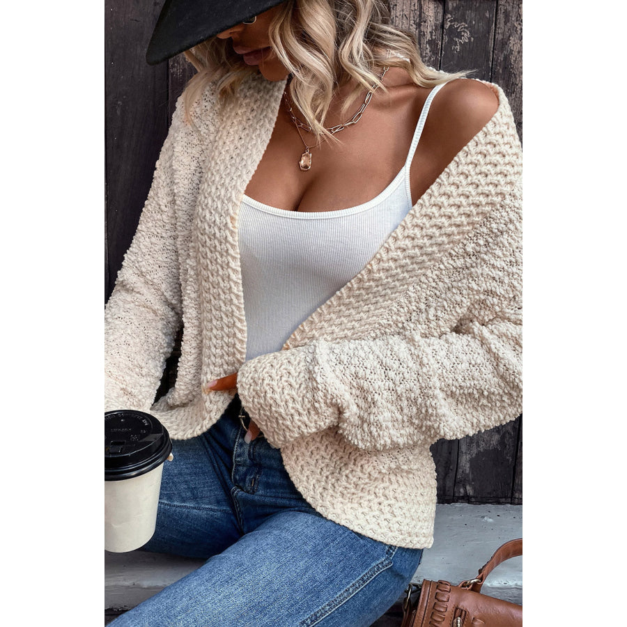 Solid Color Open Front Cardigan Apparel and Accessories