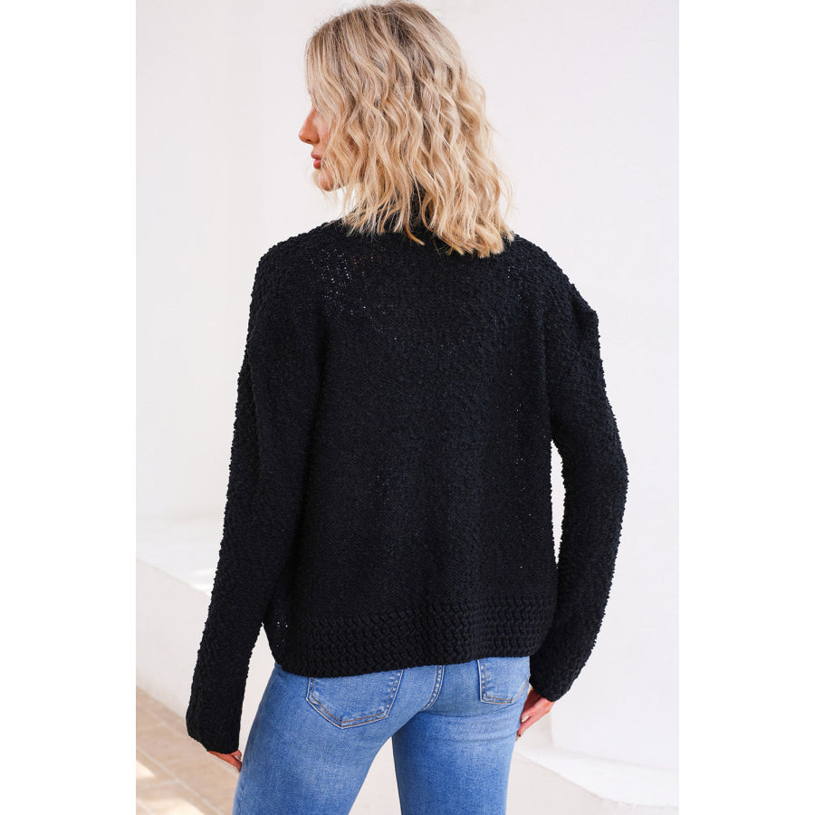 Solid Color Open Front Cardigan Apparel and Accessories