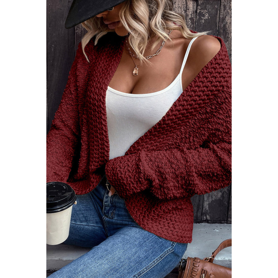 Solid Color Open Front Cardigan Apparel and Accessories