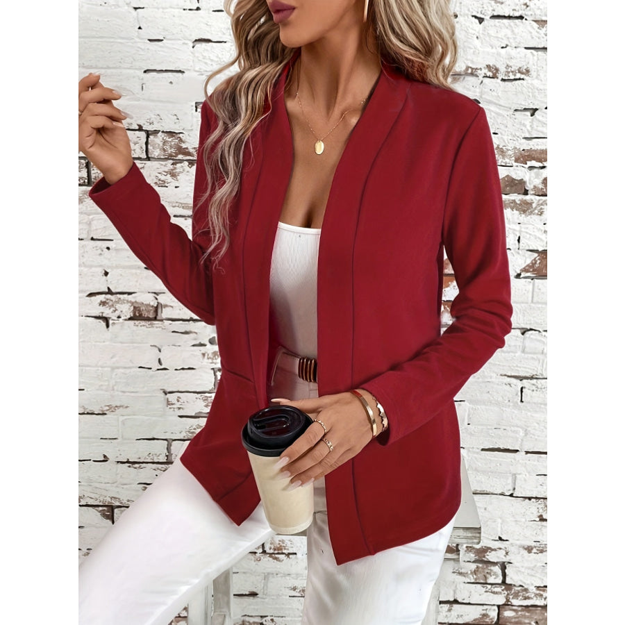 Solid Color Open Front Long Sleeve Cardigan Apparel and Accessories