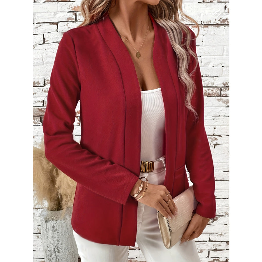 Solid Color Open Front Long Sleeve Cardigan Apparel and Accessories