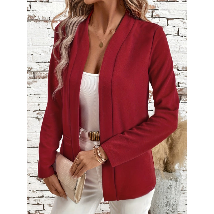 Solid Color Open Front Long Sleeve Cardigan Apparel and Accessories