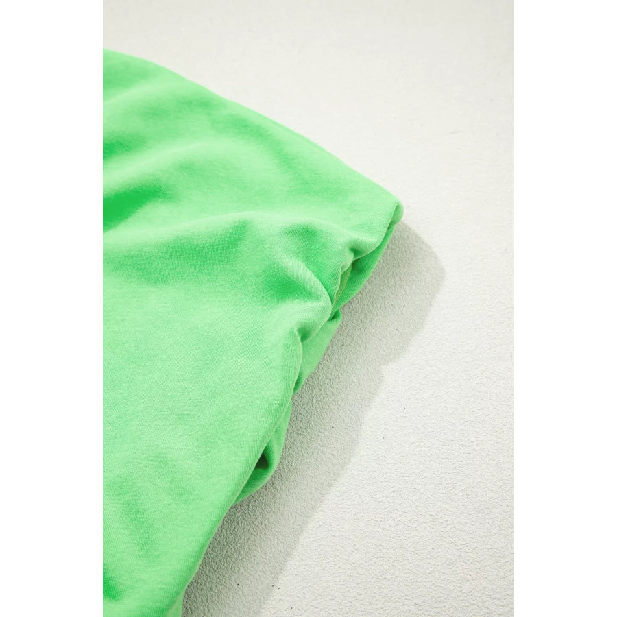 Solid Color Puffy Loose Top Drawstring Shorts 2pcs Outfit Apparel and Accessories