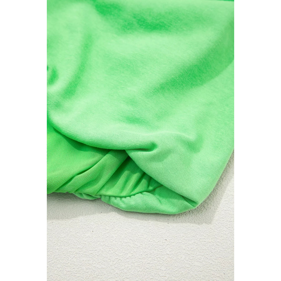 Solid Color Puffy Loose Top Drawstring Shorts 2pcs Outfit Apparel and Accessories
