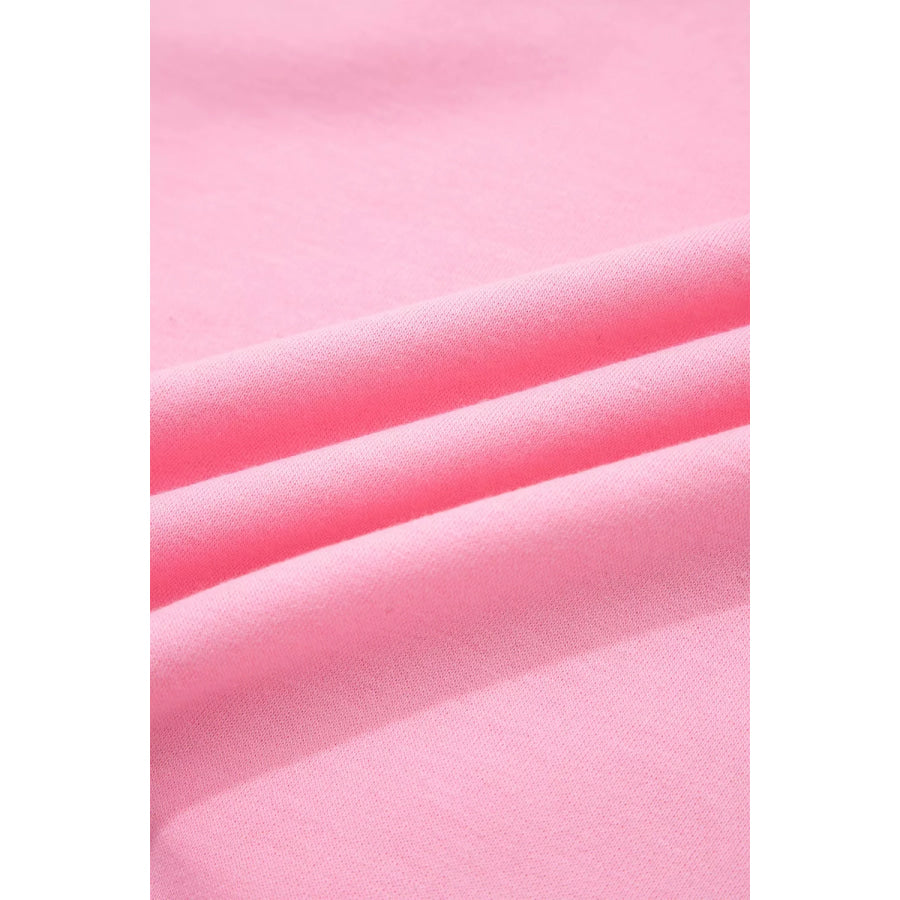 Solid Color Raw Edge Bow Patch Loose T Shirt Apparel and Accessories